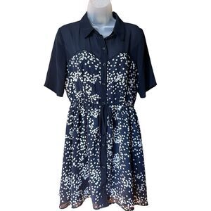 Princess Vera Wang Blue Sheer A Line Stars Print Shirt Dress Sz 11